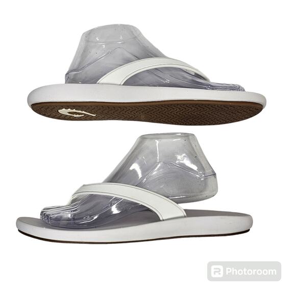 OluKai Kāpehe White on White Thong Sandals Flip Flops Size W 11 - Picture 3 of 11